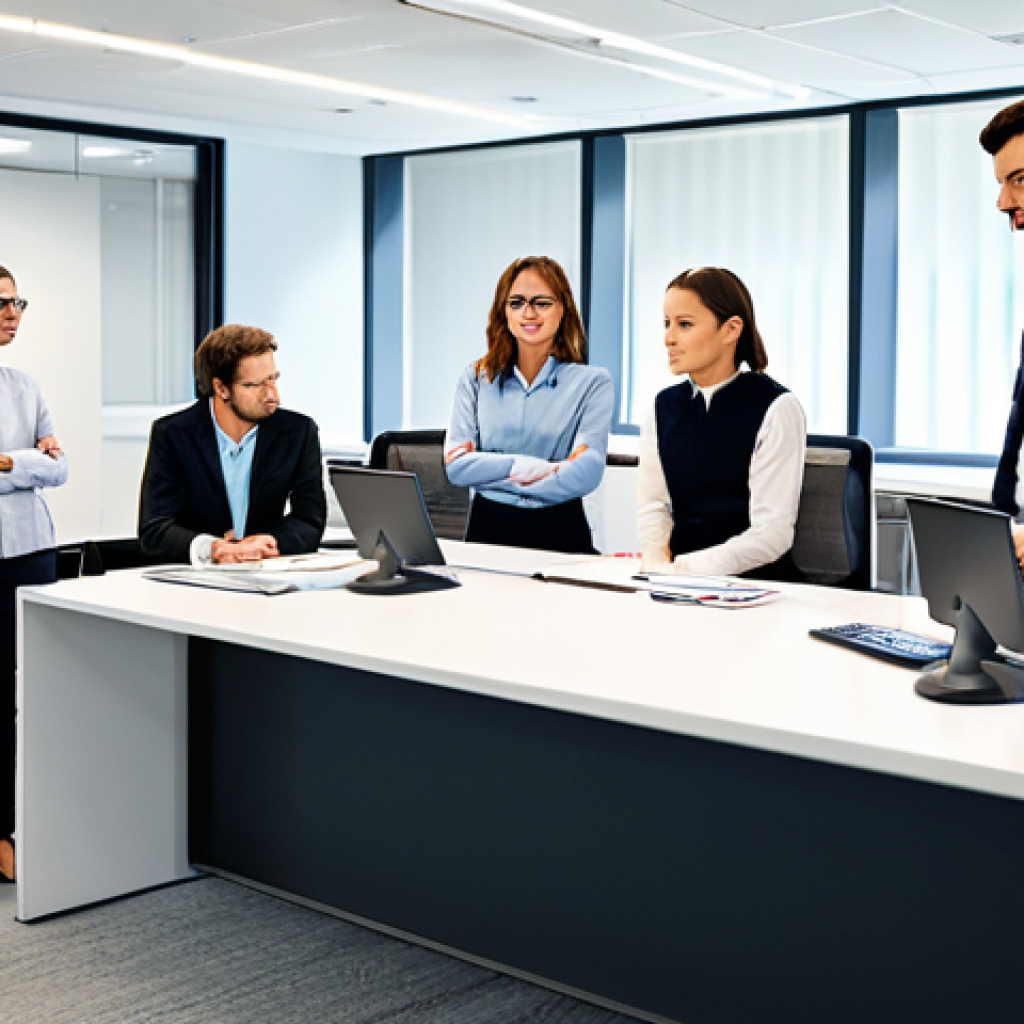 **Prompt:** A group of fully clothed professionals participating in a modular skills development workshop, modern office setting, safe for work, appropriate content, professional environment, perfect anatomy, natural proportions, well-lit.