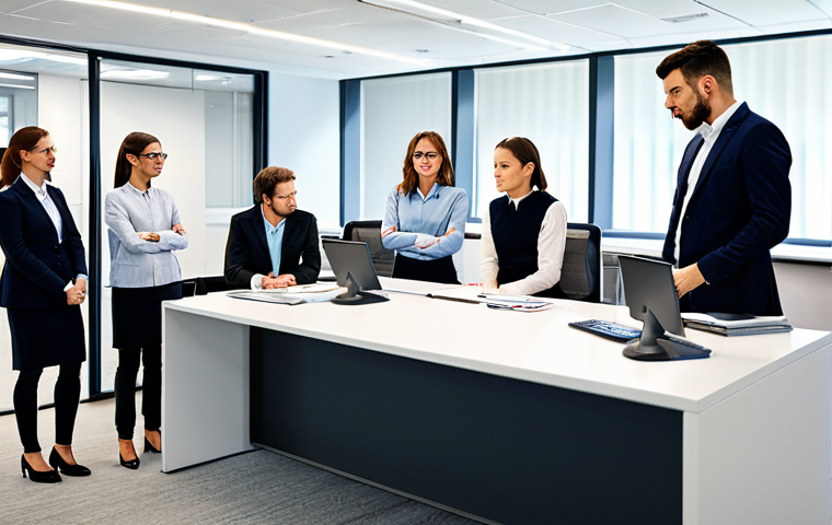 **Prompt:** A group of fully clothed professionals participating in a modular skills development workshop, modern office setting, safe for work, appropriate content, professional environment, perfect anatomy, natural proportions, well-lit.