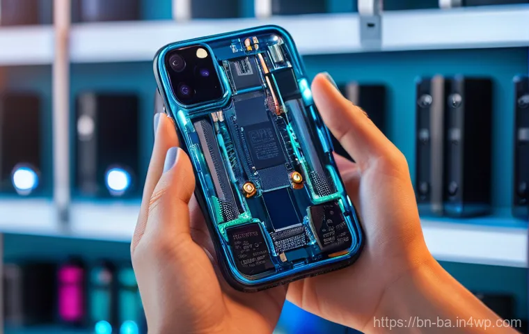 모듈식 접근의 성공적인 사례 연구 - Modular Smartphone Customization**
A vibrant, high-tech close-up of a person's hands, wearing stylis...