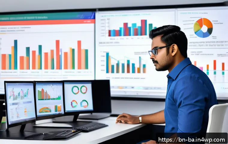 모듈식 역량 개발의 데이터 기반 접근 - A professional Bengali data analyst working in a modern office setting, surrounded by multiple compu...
