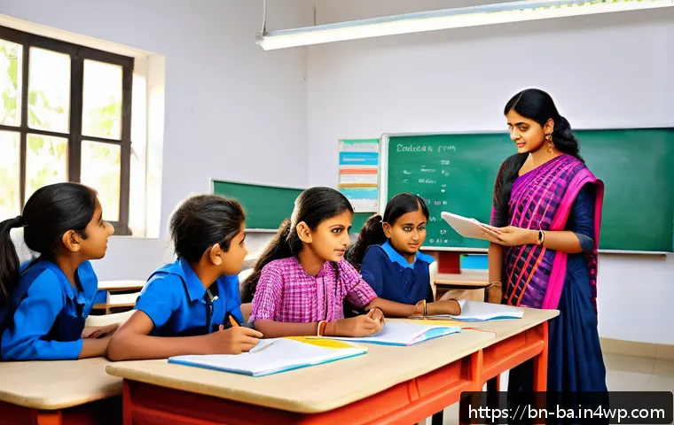 모듈식 교육의 미래 예측 - A vibrant classroom scene illustrating modular education for Bengali students, featuring a diverse g...