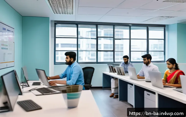 조직에서의 모듈식 역량 개발 사례 - A modern office scene depicting a diverse Bengali team collaborating seamlessly on a modular project...